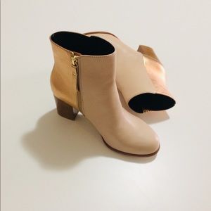 Copper and Nude Color Blocked Ankle Booties